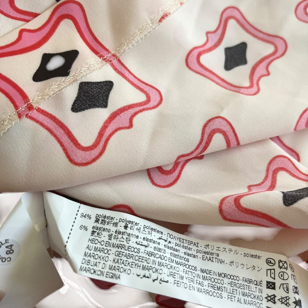 Zara Pink Geometric Print Long Sleeve Resort Travel Vacation Maxi Dress XS NWT - Picture 13 of 13